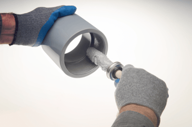 apply solvent cement to fitting  for cpvc solvent cement welding