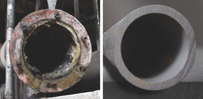 metal pipe and corzan cpvc pipe after use