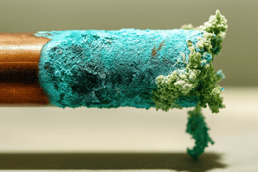 Tubo de metal em corrosão